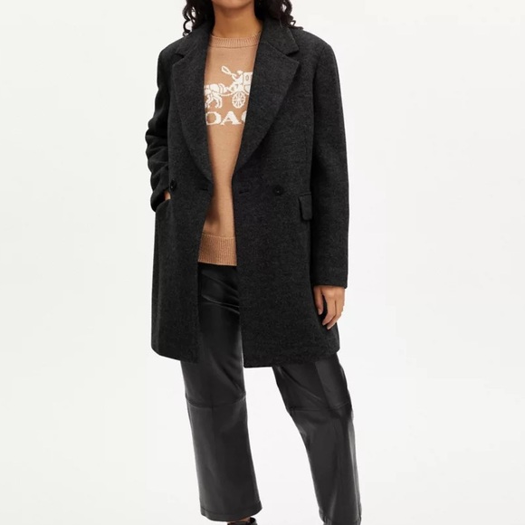 Black Coach Wool Coat - Picture 1 of 9
